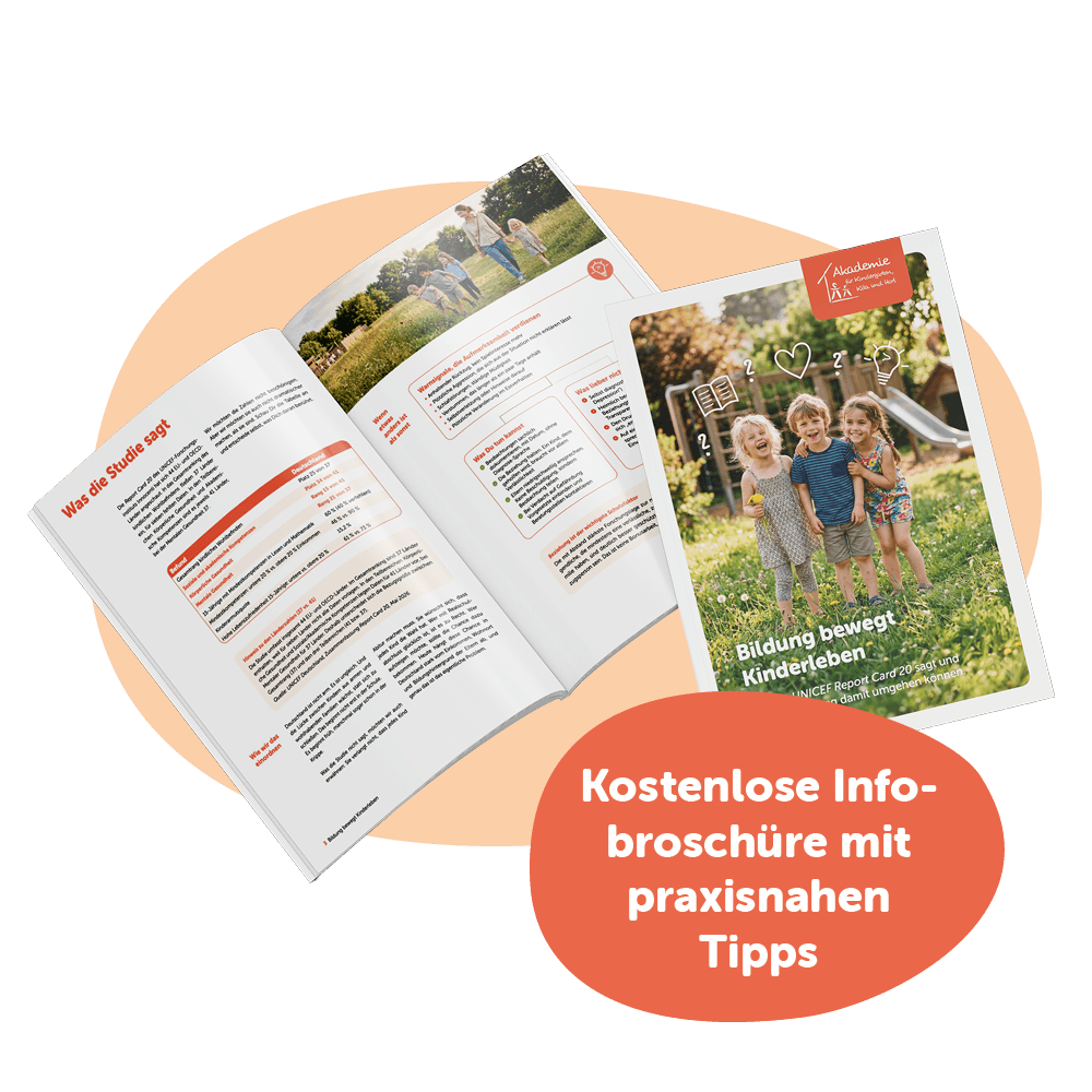 Cover und zwei Innenseiten der Infobroschüre Bildung bewegt Kinderleben