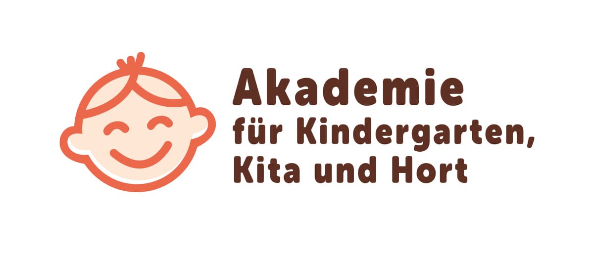 Logo of Akademie für Kindergarten, Kita und Hort with a smiling child illustration.