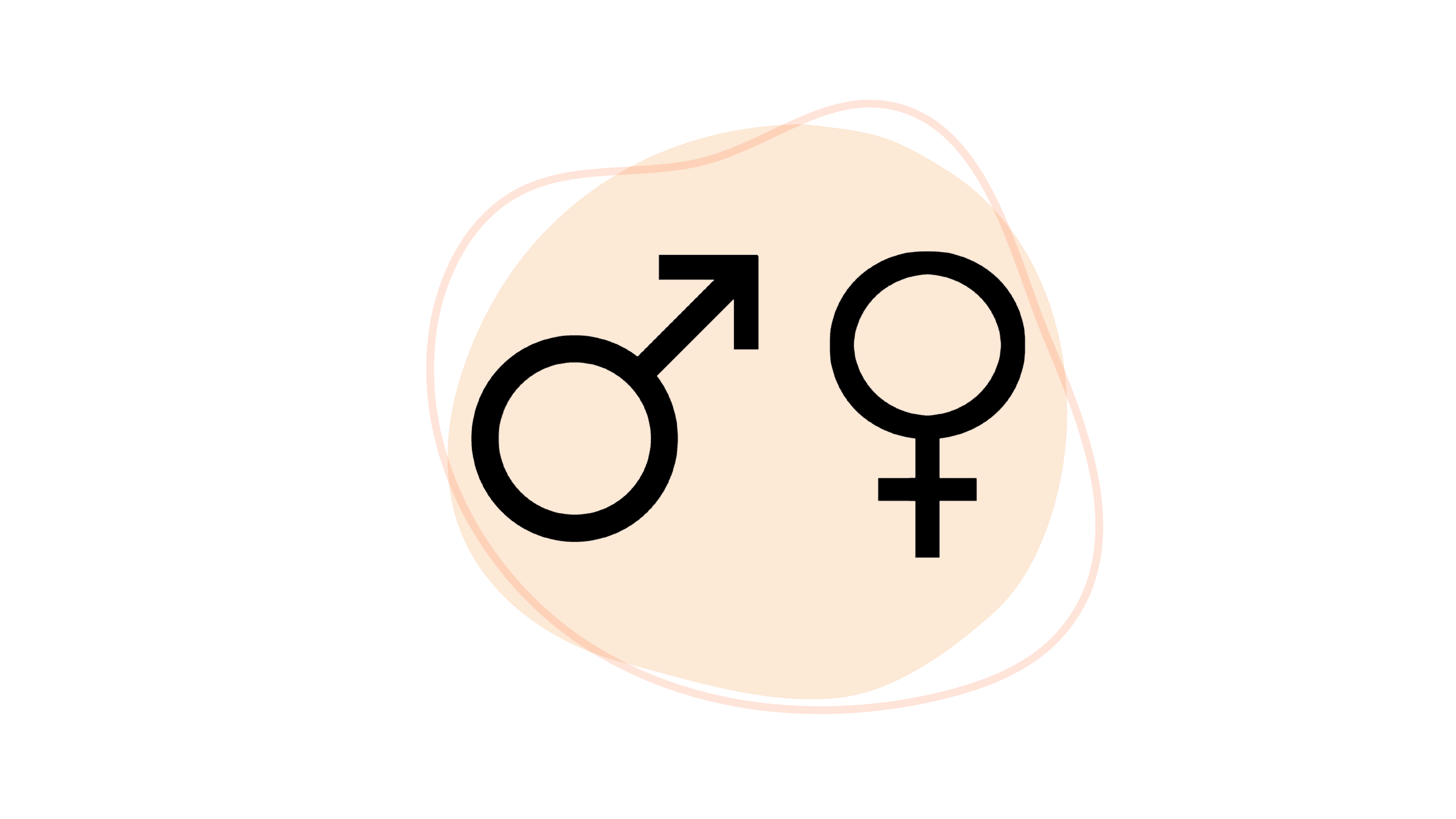 Schwarz dargestellte Symbole für männlich und weiblich auf beigefarbenem Hintergrund.